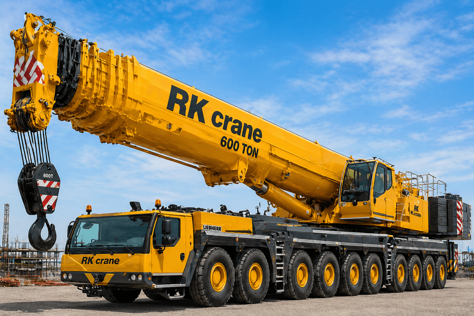 Telescopic crane on site